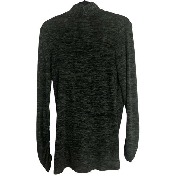 Max studio Green Black Drape Long Sleeve Surplice Top Size Small - Picture 2 of 7